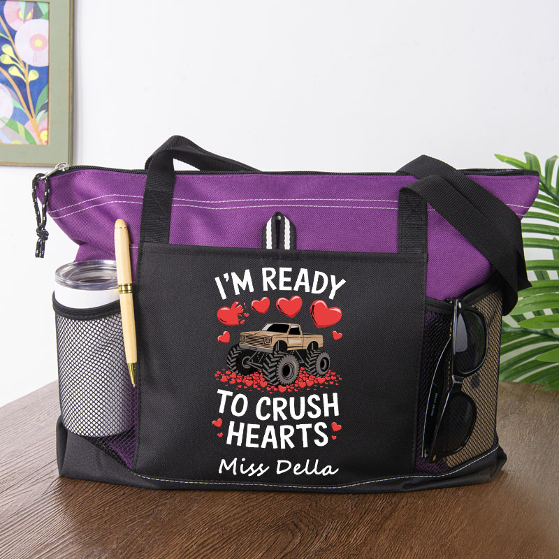 Valentines Day Monster Truck Ready To Crush Hearts Instant Tote Bag