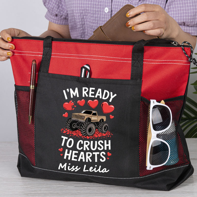 Valentines Day Monster Truck Ready To Crush Hearts Instant Tote Bag