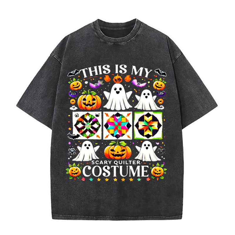 Scary Quilter Costume Shirt, Funny Quilting Halloween Washed Tshirt