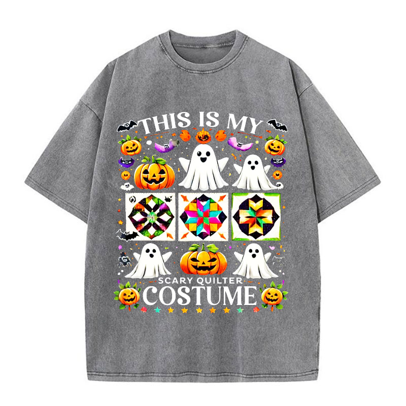Scary Quilter Costume Shirt, Funny Quilting Halloween Washed Tshirt
