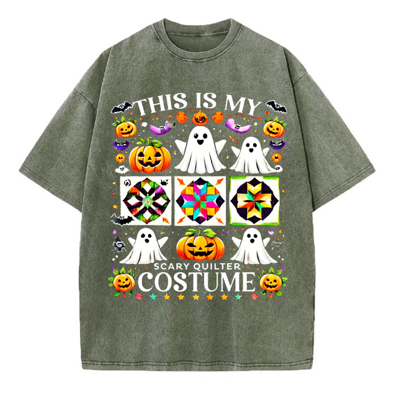 Scary Quilter Costume Shirt, Funny Quilting Halloween Washed Tshirt