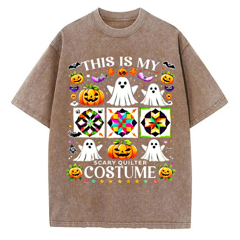 Scary Quilter Costume Shirt, Funny Quilting Halloween Washed Tshirt