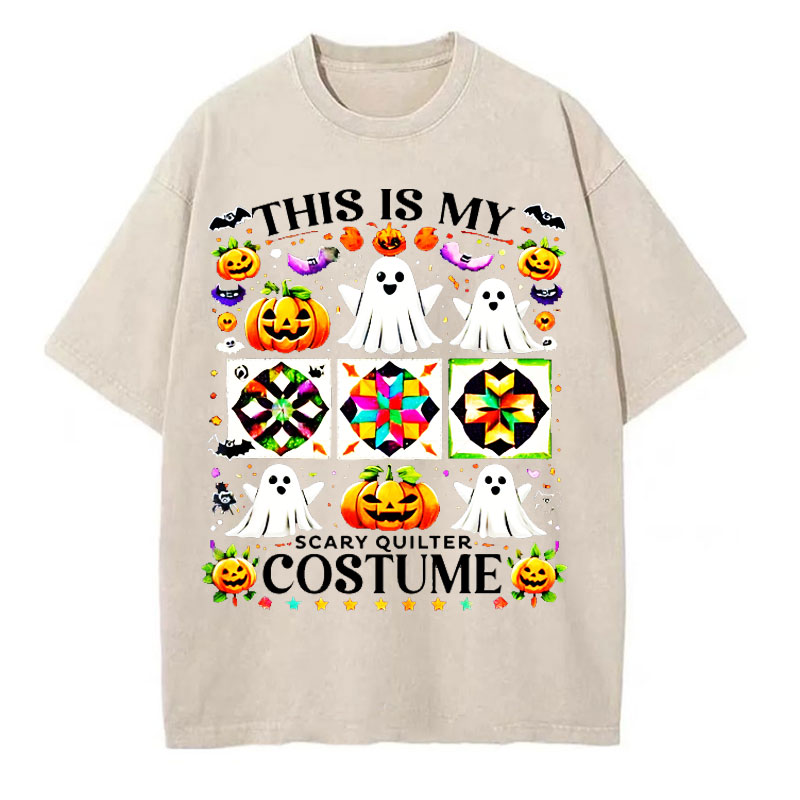 Scary Quilter Costume Shirt, Funny Quilting Halloween Washed Tshirt