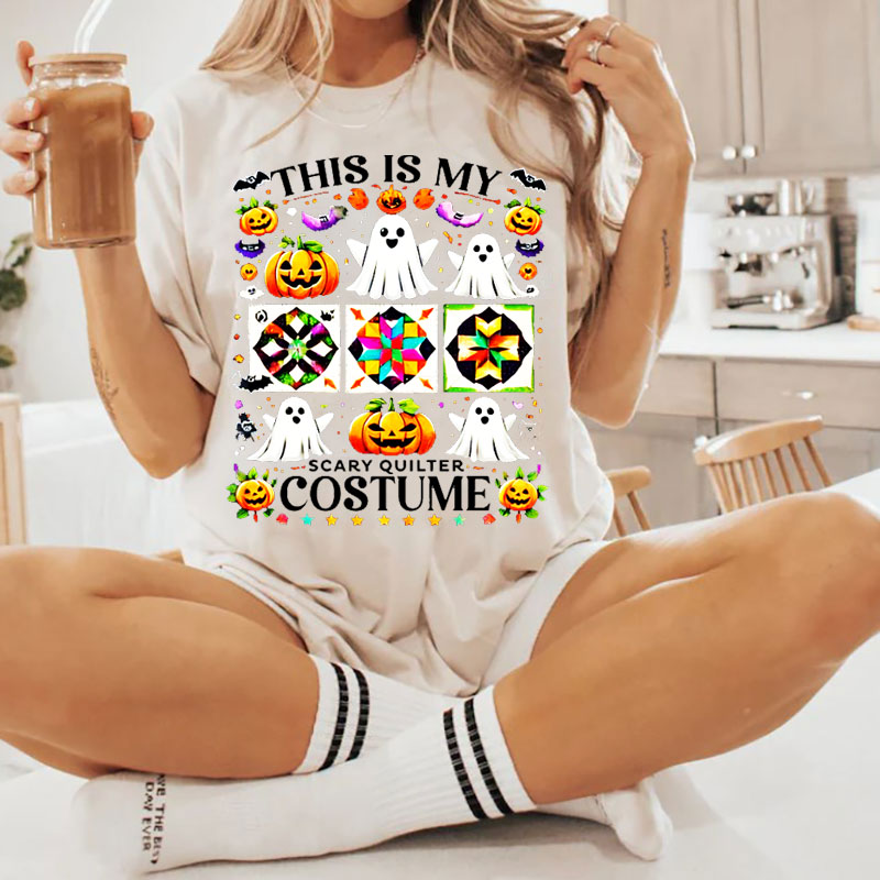 Scary Quilter Costume Shirt, Funny Quilting Halloween Washed Tshirt