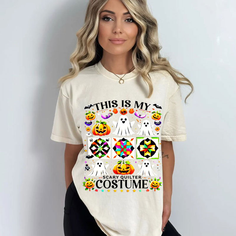 Scary Quilter Costume Shirt, Funny Quilting Halloween Washed Tshirt