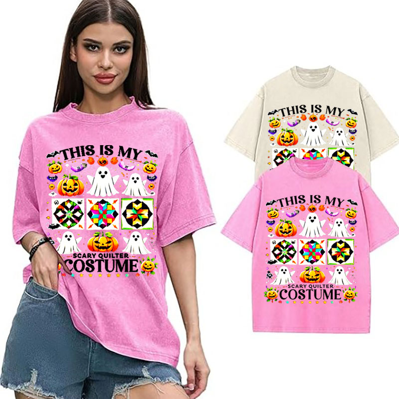 Scary Quilter Costume Shirt, Funny Quilting Halloween Washed Tshirt