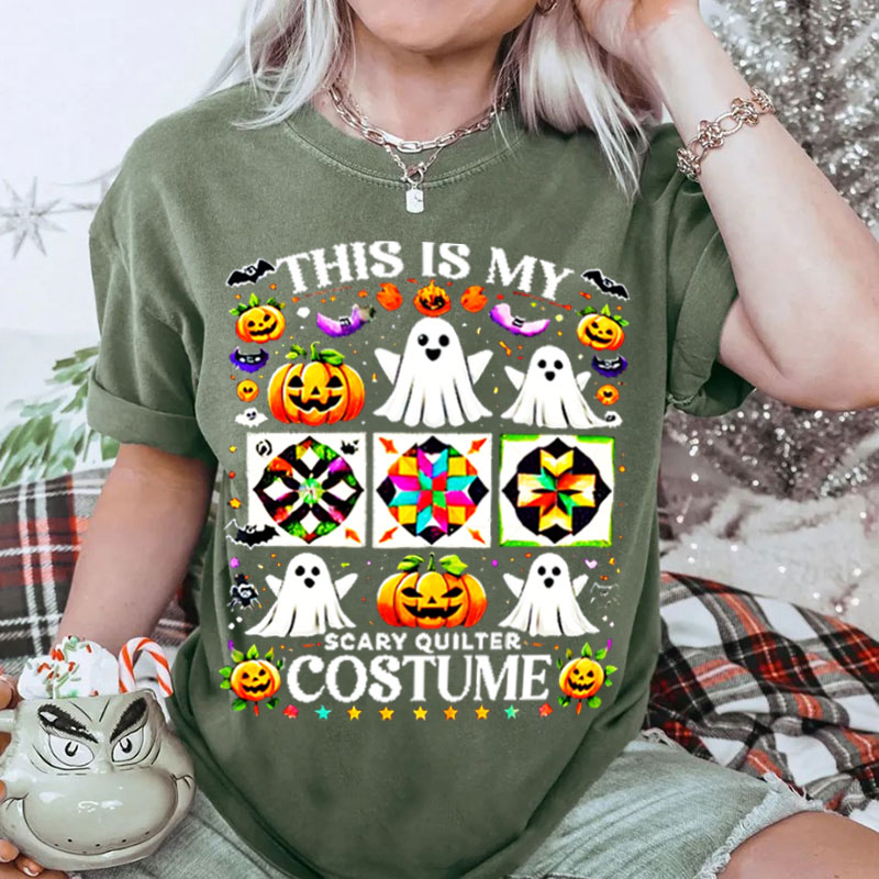 Scary Quilter Costume Shirt, Funny Quilting Halloween Washed Tshirt