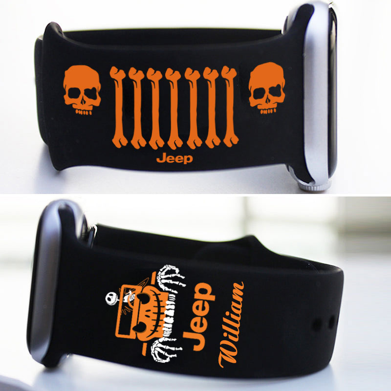 Custom Jeep Bone Grille Orange Print Watch Band
