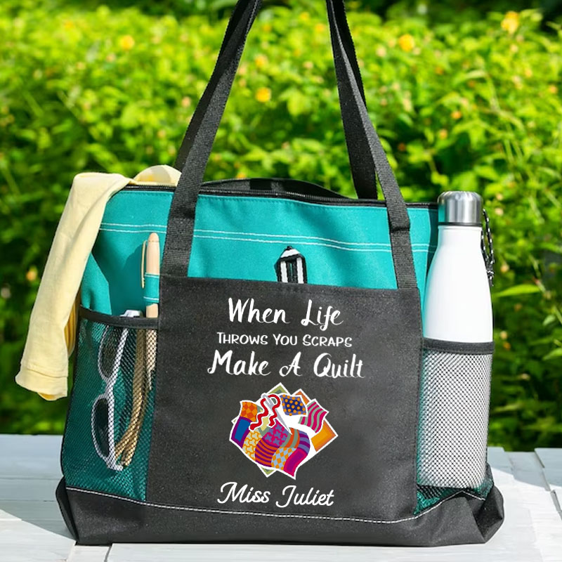 When Life Throws You Scraps Make A Quilt Tote Bag