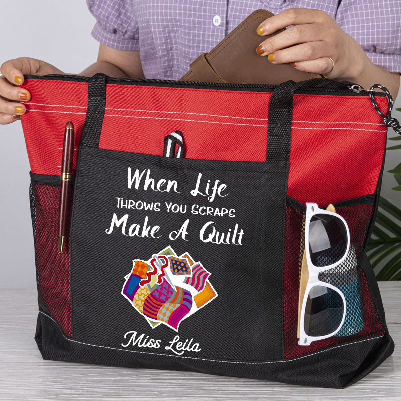When Life Throws You Scraps Make A Quilt Tote Bag