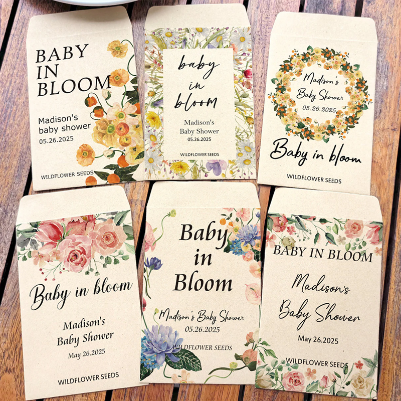 Wildflower Seed Packet Baby Shower Favors Baby in Bloom