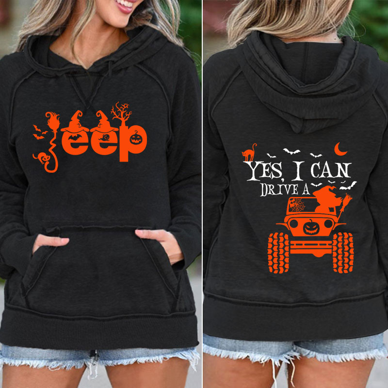Yes I Can Drive A Jeep Halloween Pocket Hoodie