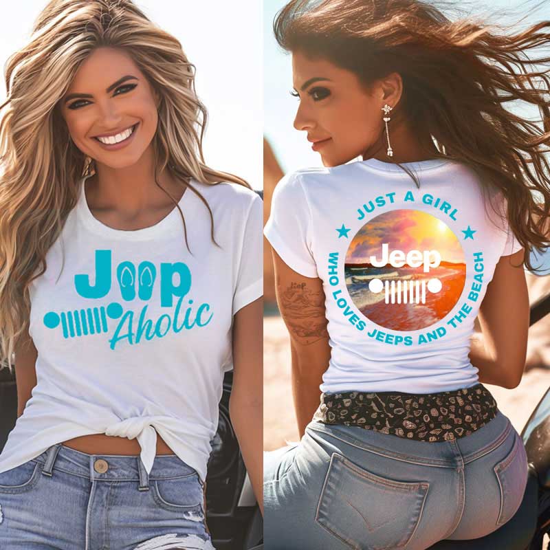 Just A Girl Who Loves Jeeps And The Beach Tshirt, Jeep Aholic Shirt