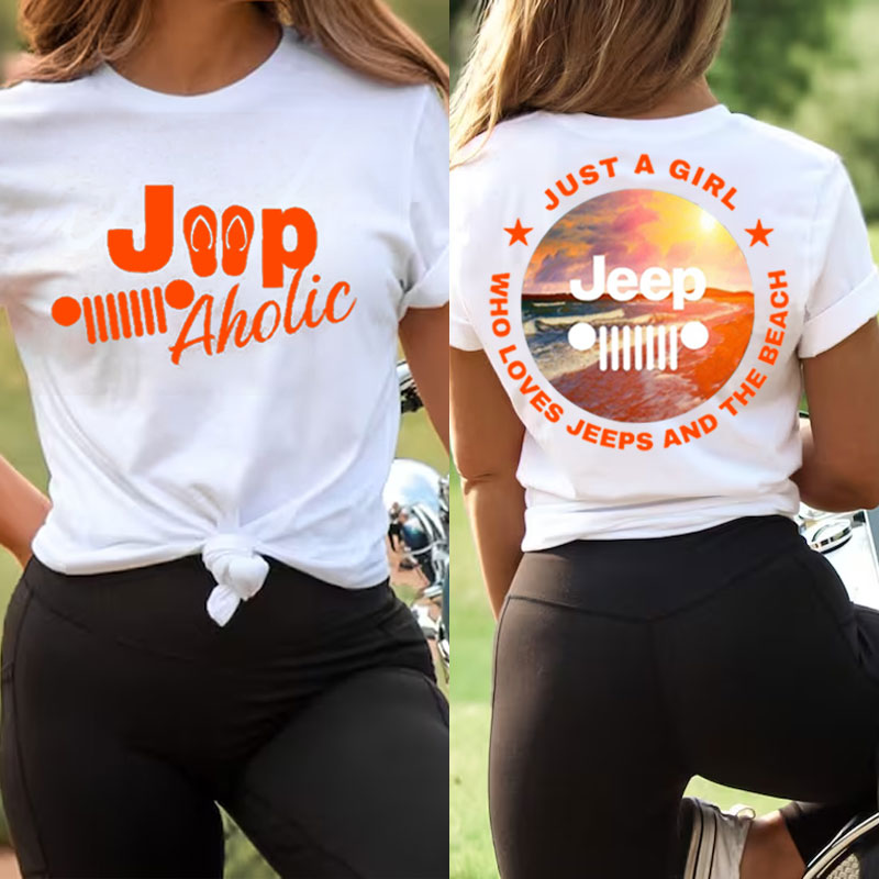 Just A Girl Who Loves Jeeps And The Beach Tshirt, Jeep Aholic Shirt