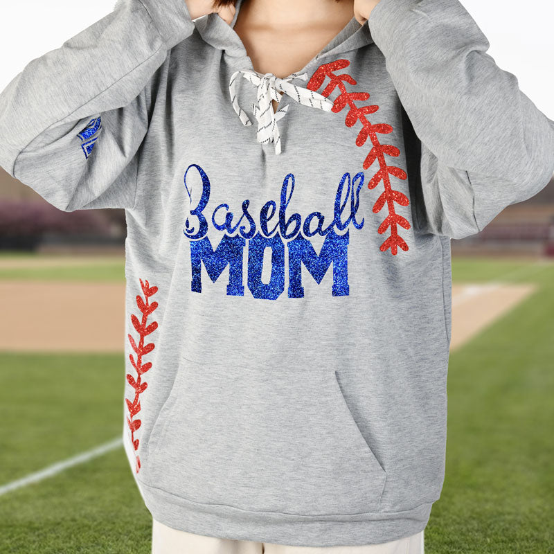 Baseball/Softball Mom Hoodie with lace up front Name on back