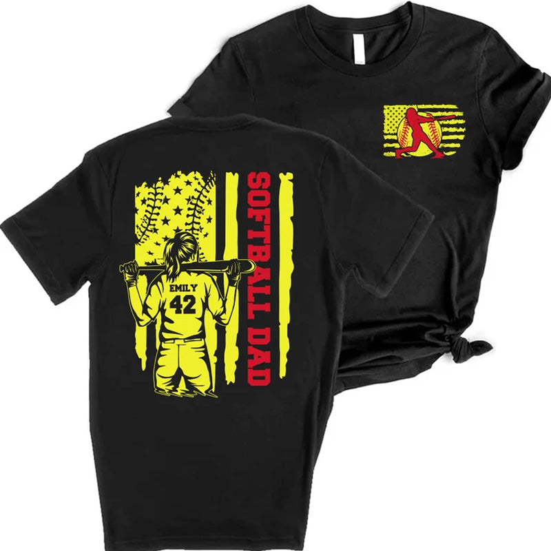 Softball Dad Shirt Custom Name and Number Softball Shirt