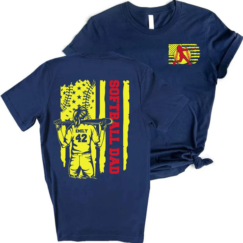 Softball Dad Shirt Custom Name and Number Softball Shirt