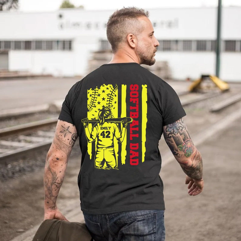 Softball Dad Shirt Custom Name and Number Softball Shirt