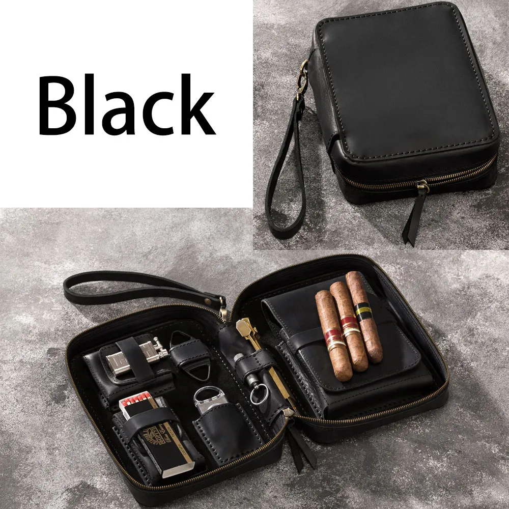 Leather Travel Cigar Box Case For Cigar Accessories