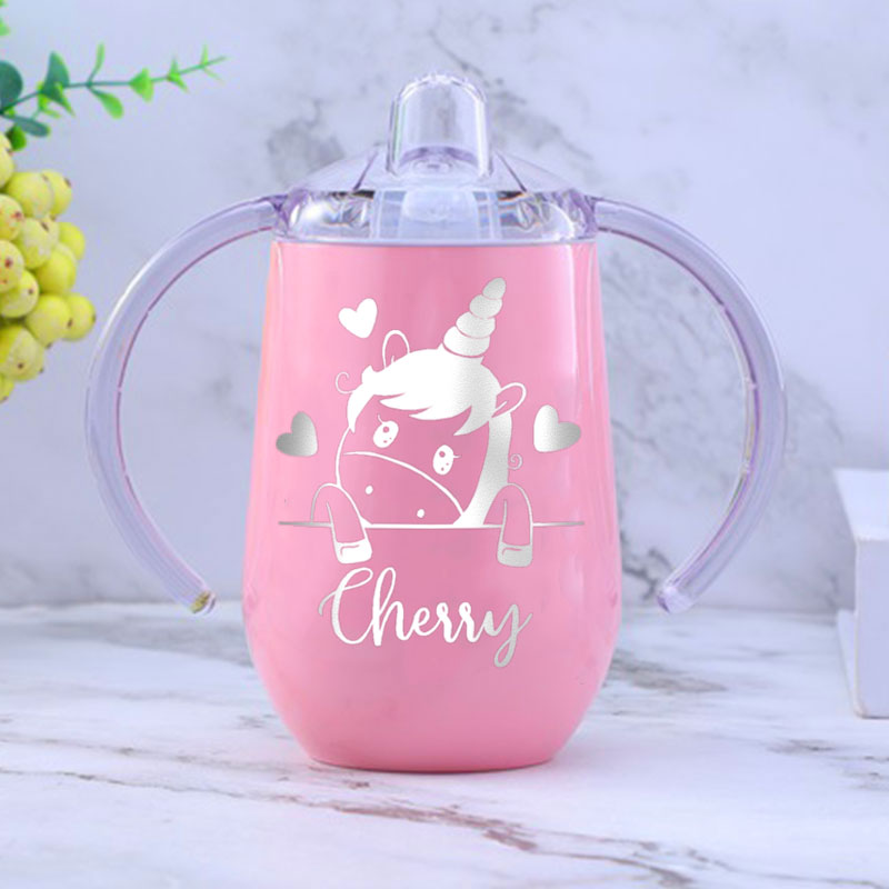 Custom 10 oz BPA Free Baby Unicorn Sippy Cup with Handle