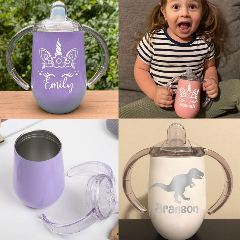 Custom 10 oz BPA Free Baby Unicorn Sippy Cup with Handle
