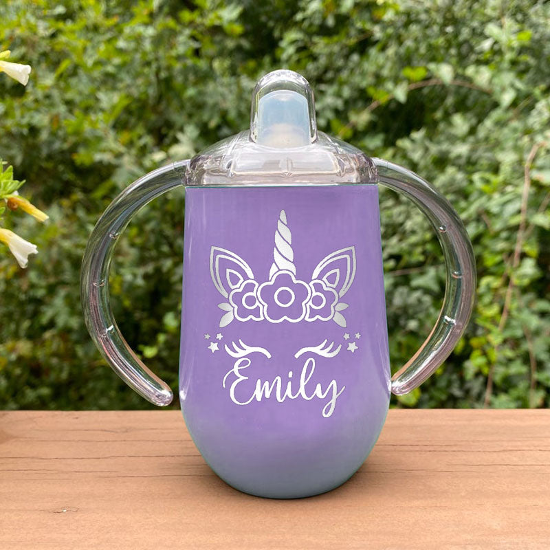 Custom 10 oz BPA Free Baby Unicorn Sippy Cup with Handle