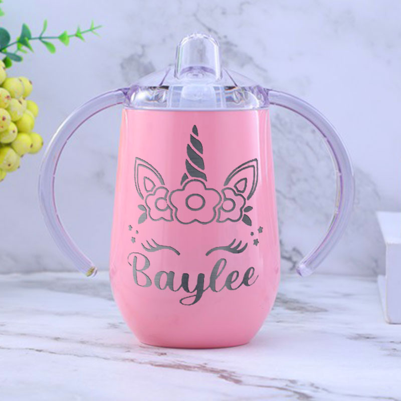Custom 10 oz BPA Free Baby Unicorn Sippy Cup with Handle