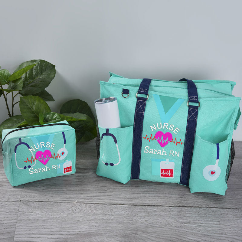 Custom Nurse Tote Bag Embroidered Makeup Bag