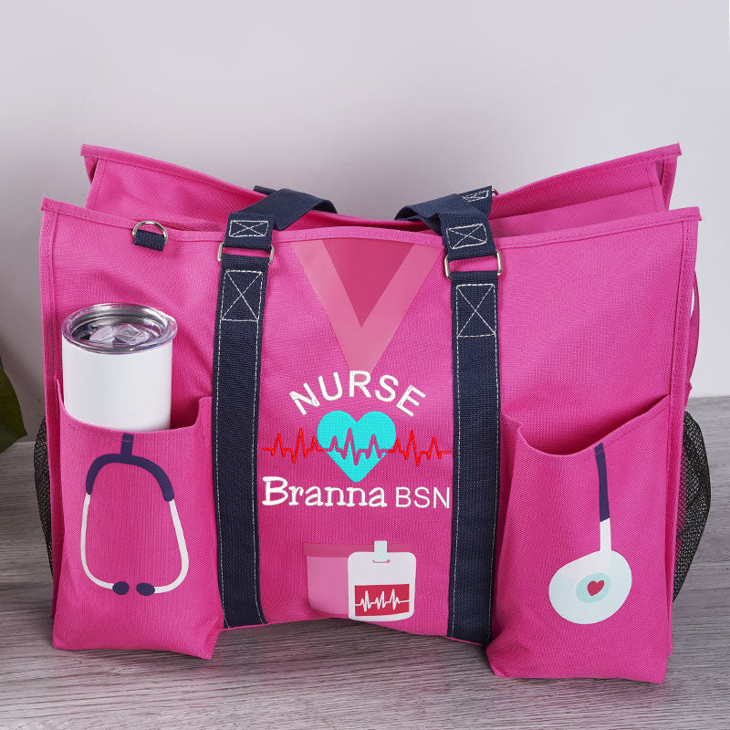 Custom Nurse Tote Bag Embroidered Makeup Bag