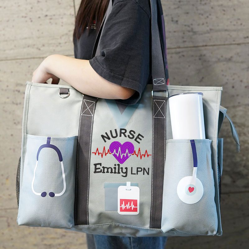 Custom Nurse Tote Bag Embroidered Makeup Bag
