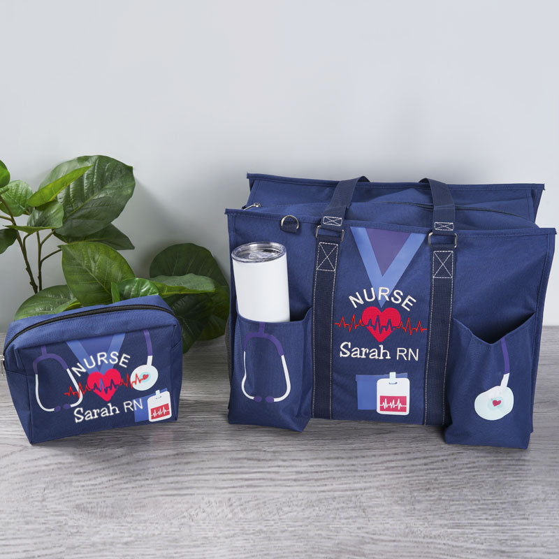 Custom Nurse Tote Bag Embroidered Makeup Bag