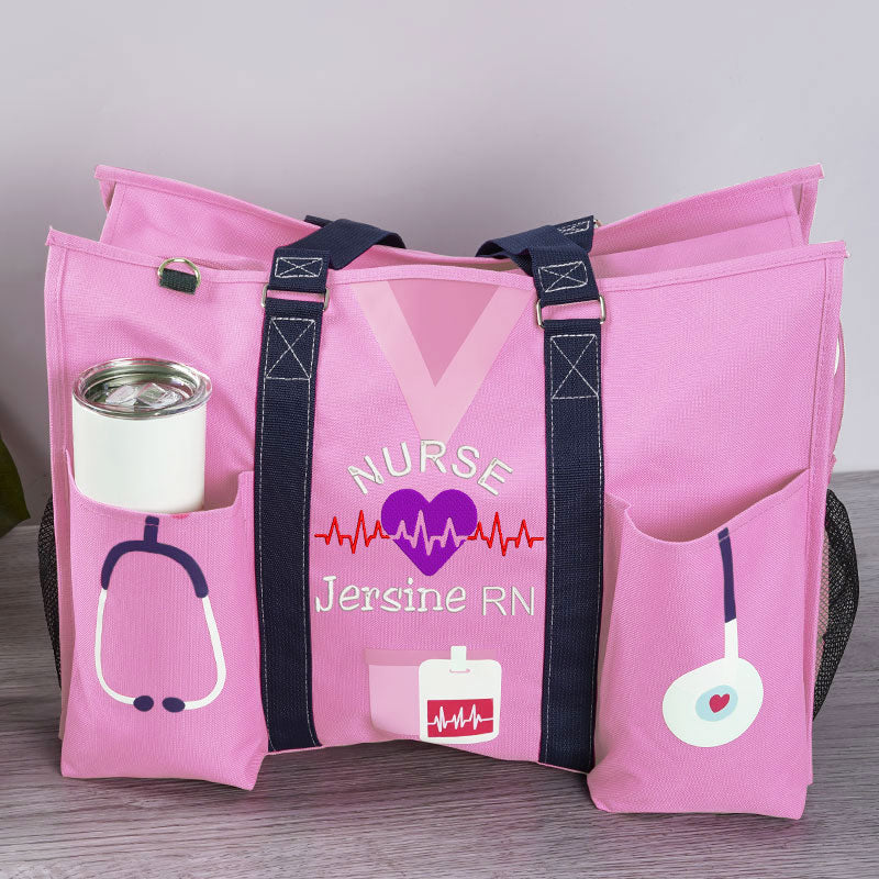 Custom Nurse Tote Bag Embroidered Makeup Bag