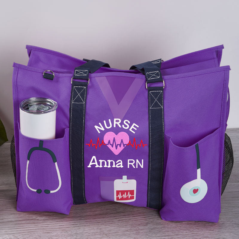 Custom Nurse Tote Bag Embroidered Makeup Bag
