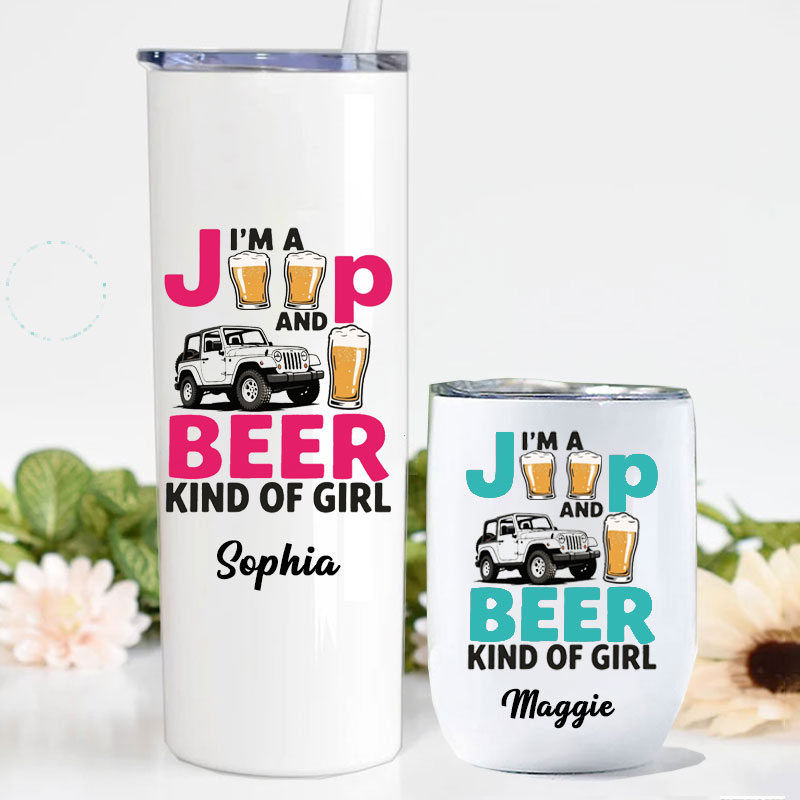Personalized Color Beer And Jeep Kind of Girl 20oz Tumbler