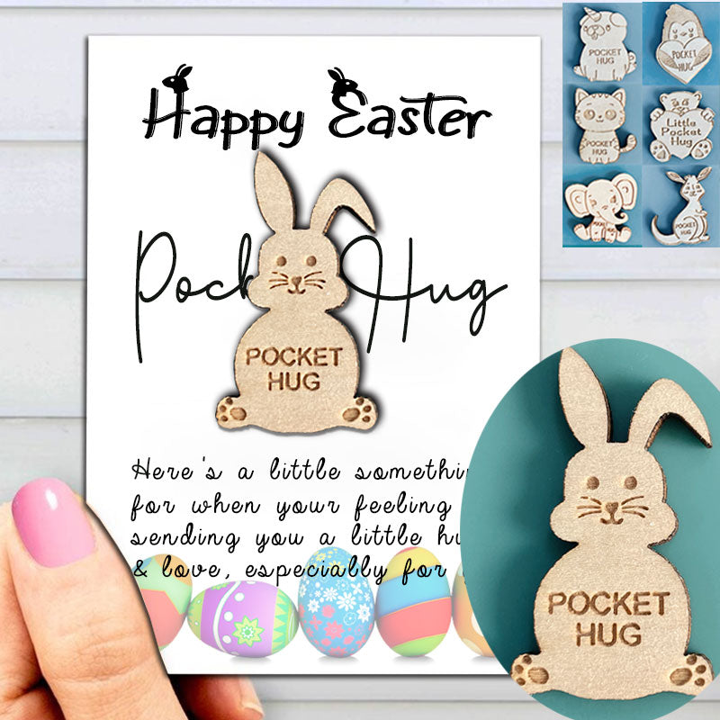 Easter Wood Pocket Hug with Bunny, Bear, Elephant, Unicorn, Cat, Koala