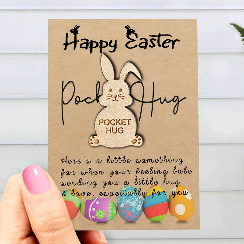 Easter Wood Pocket Hug with Bunny, Bear, Elephant, Unicorn, Cat, Koala