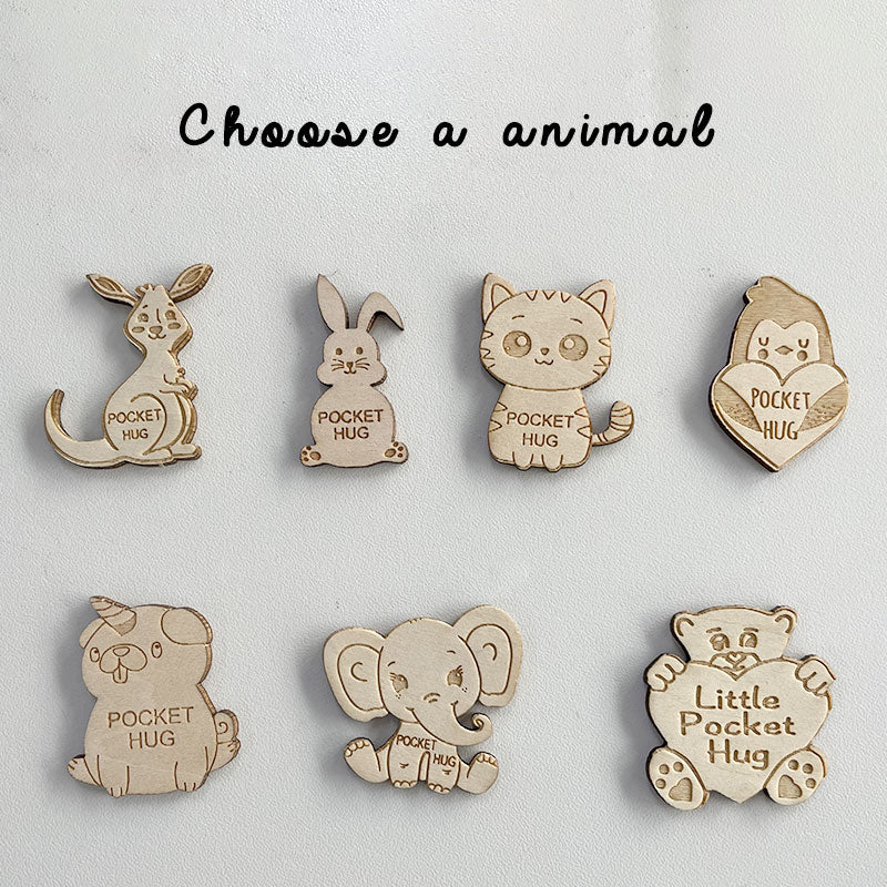Easter Wood Pocket Hug with Bunny, Bear, Elephant, Unicorn, Cat, Koala