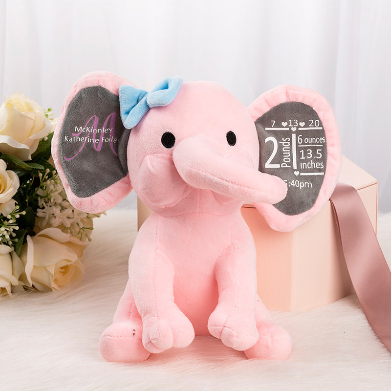 Personalized Plush Elephant Newborn Gift Baby Shower Gift