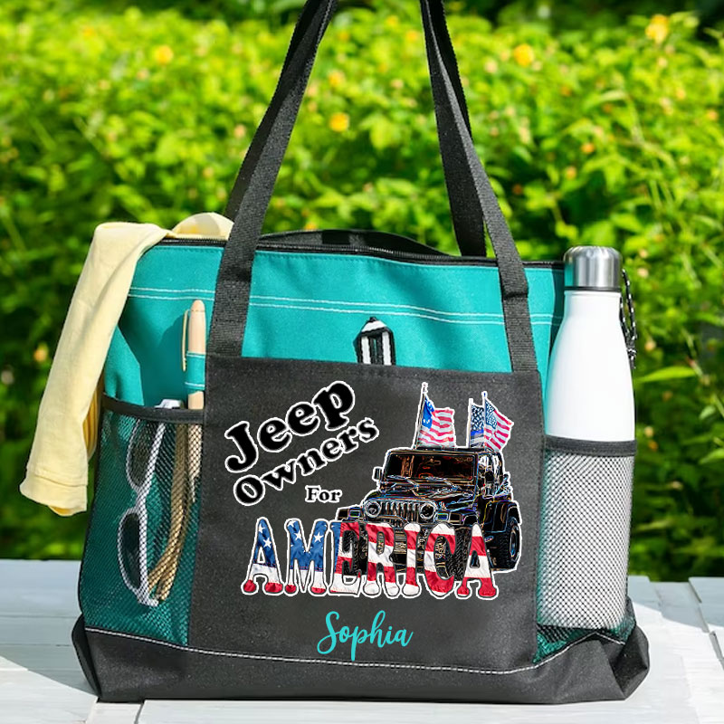 Jeep Owners America Custom Tote Bag with Zipper