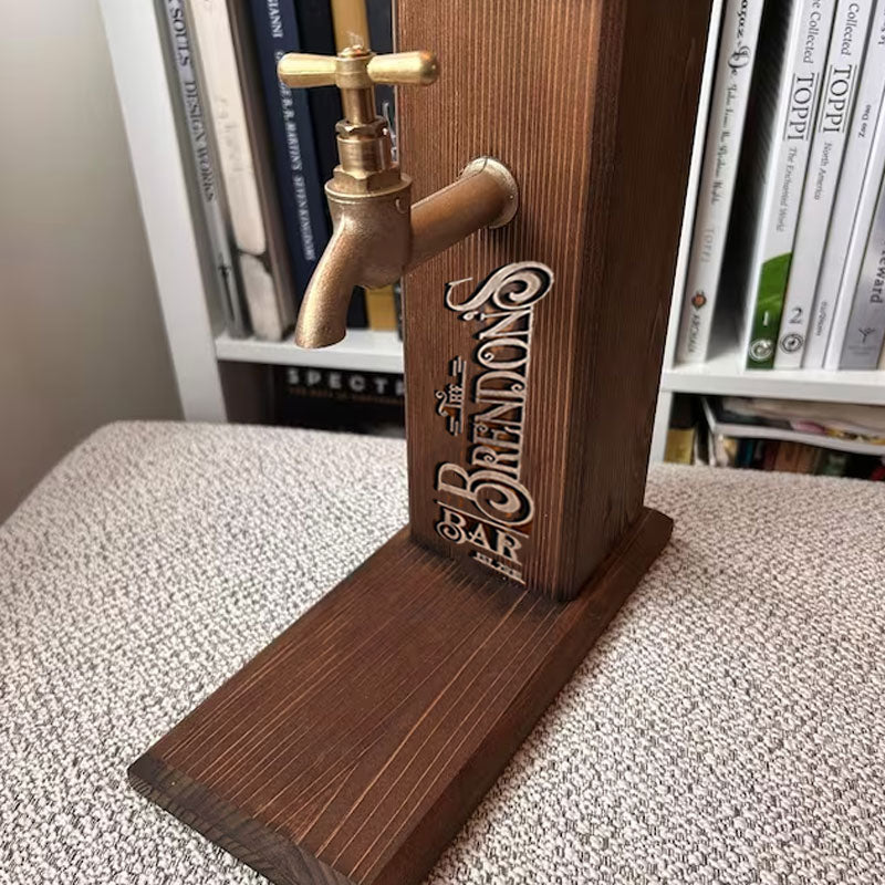 Personalized Embossed Named Wooden Dispenser, Home Bar, Wood Drink Fountain