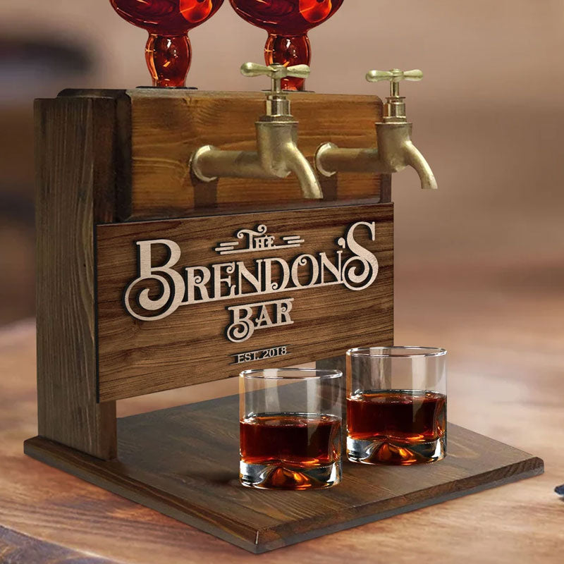 Personalized Embossed Named Wooden Dispenser, Home Bar, Wood Drink Fountain