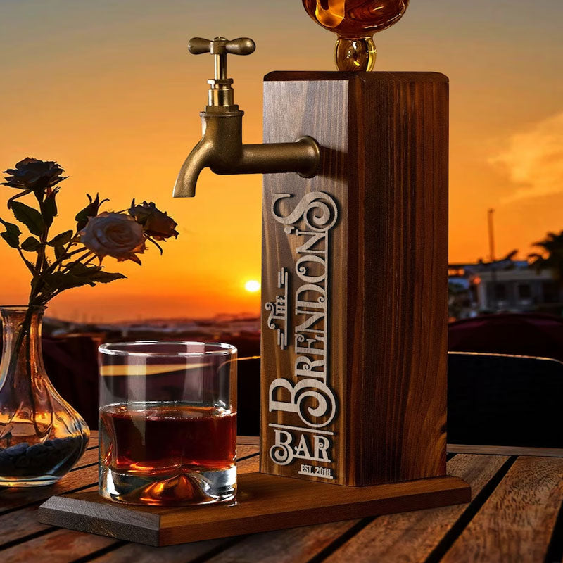 Personalized Embossed Named Wooden Dispenser, Home Bar, Wood Drink Fountain