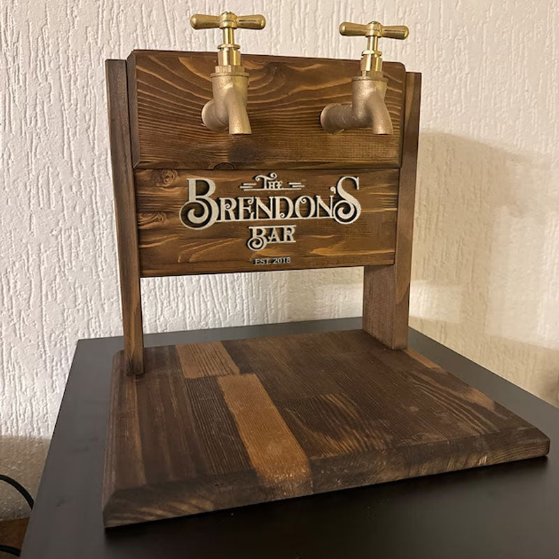 Personalized Embossed Named Wooden Dispenser, Home Bar, Wood Drink Fountain