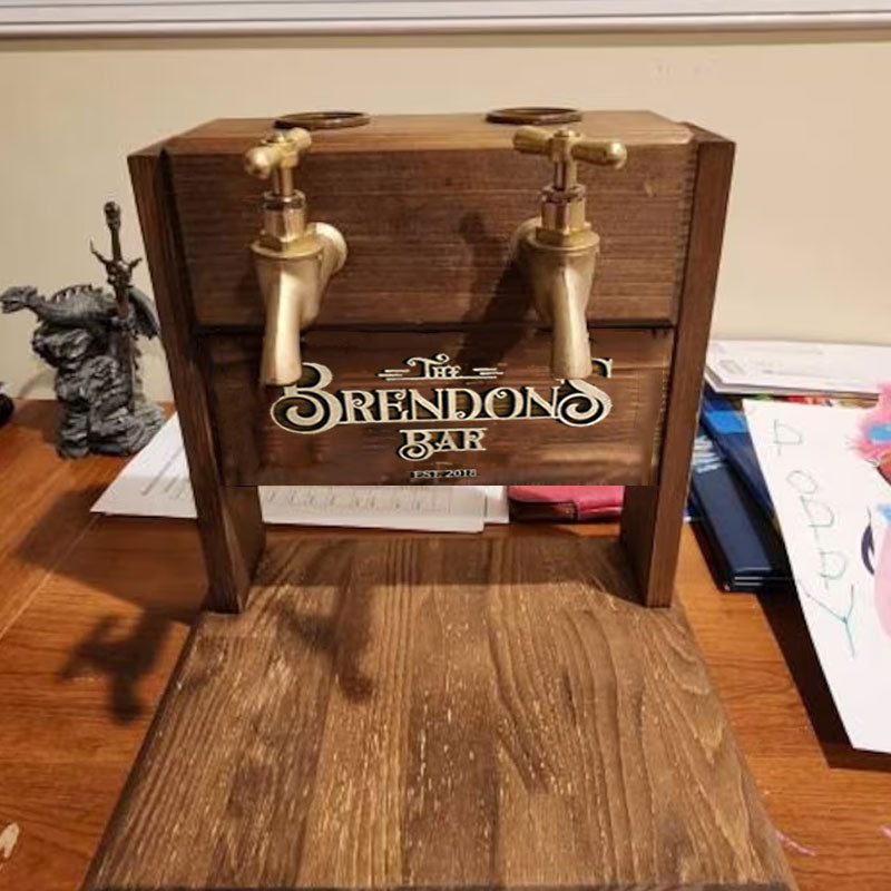 Personalized Embossed Named Wooden Dispenser, Home Bar, Wood Drink Fountain