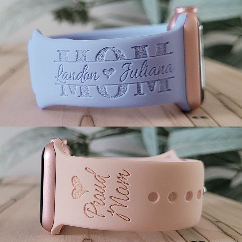 Proud Mom & Best Dad Engraved Watch Band
