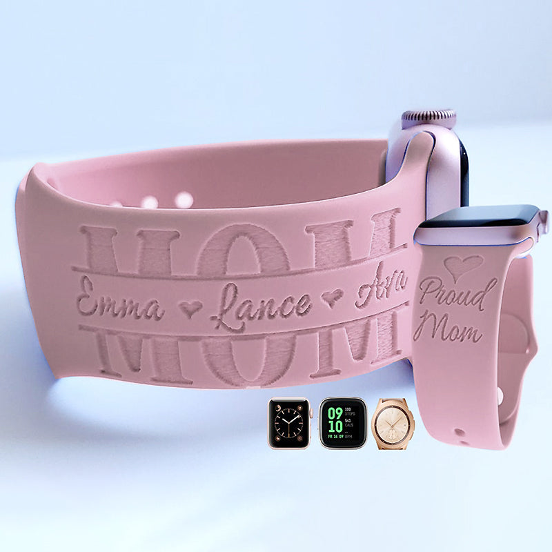 Proud Mom & Best Dad Engraved Watch Band