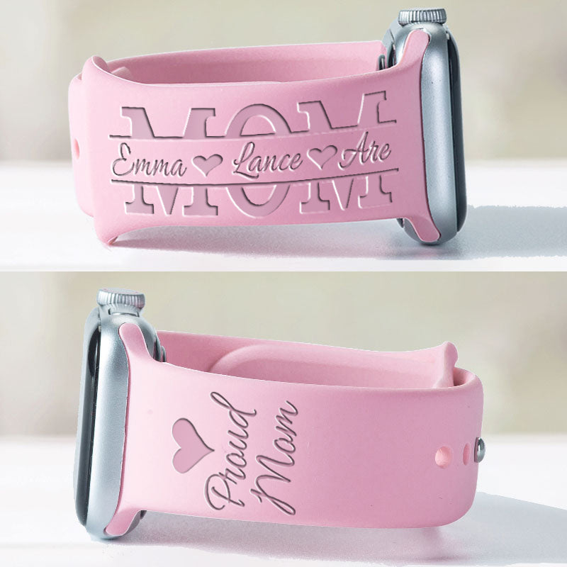 Proud Mom & Best Dad Engraved Watch Band