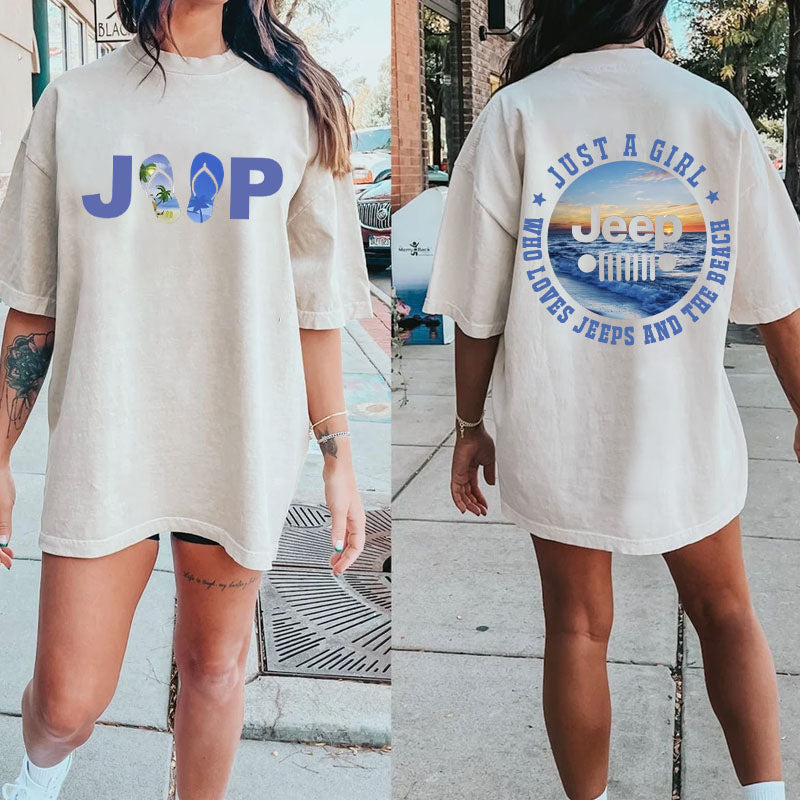 Just a Girl Who Loves Jeeps and The Beach Oversized Tshirt