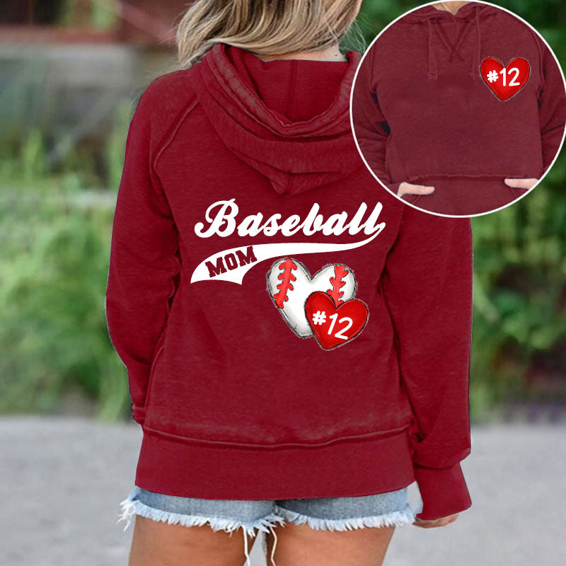 Baseball/Softball/Football Heart Team Number Sports Hoodie