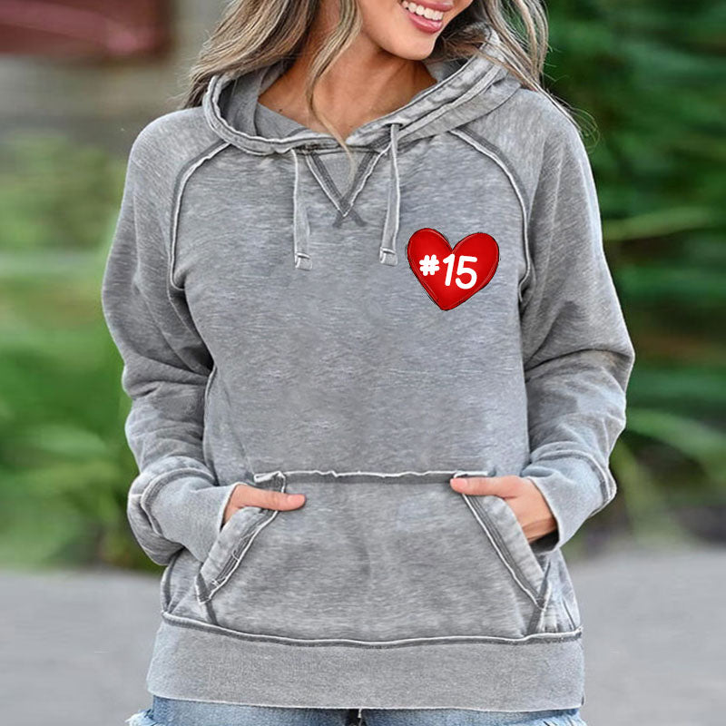 Baseball/Softball/Football Heart Team Number Sports Hoodie